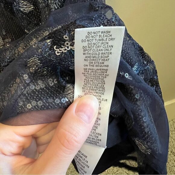 Aidan Mattox Blue Sequin Off the Shoulder Dress Gown Long 6 - Picture 8 of 15